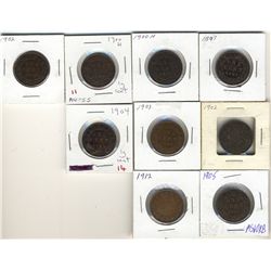 Cent 1897 VF-20, 1900H VF-20(2), 1902 EF-40, 1902 VF-20, 1903 EF-40, 1904 EF-40, 1905 EF-40 & 1912 F