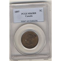 Cent 1897, PCGS MS-63; RB.