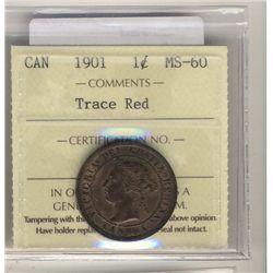 Cent 1901 ICCS MS60 Trace Red.