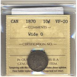 10 Cents 1870, ICCS VF-20; Wide 0.