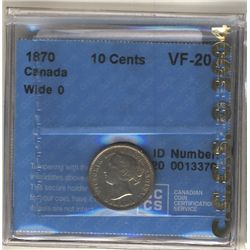 10 Cents 1870, CCCS VF-20; Wide 0.
