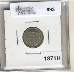 10 Cents 1871H VF-20 Scratches behind the effigy.
