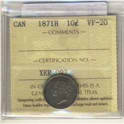 10 Cents 1871H, ICCS VF-20.