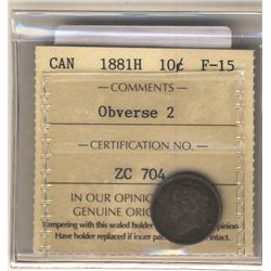 10 Cents 1881H, ICCS F-15 Obverse 2.