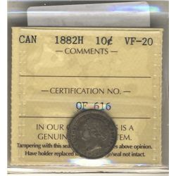 10 Cents 1882H, ICCS VF-20.