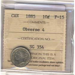 10 Cents 1885, ICCS F-15 Obverse 4.