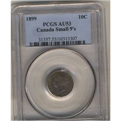 10 Cents 1899, PCGS AU53; Small 9's.
