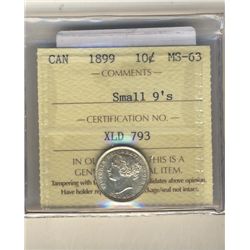 10 Cents 1899, ICCS MS-63; Small 9's.
