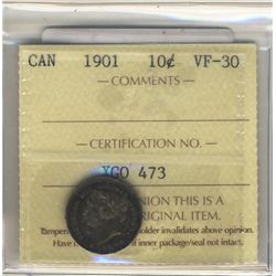 10 Cents 1901, ICCS VF-30.