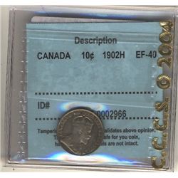 10 Cents 1902H, CCCS EF-40.