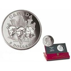 2005 $5.00 pure silver commemorating the 60th Anniversary of the End of 2nd World War in case of ori