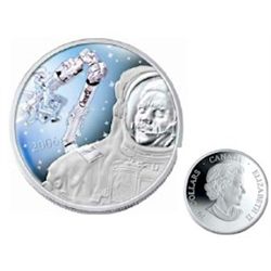 2006 $30.00 holographic sterling silver commemorating the Canadarm in case of origin.
