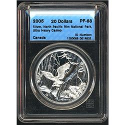 5 Dollars 2005, CCCS PF-68; Silver, Atlantic Walrus & Calf, Ultra Heavy Cameo in a hard casing.