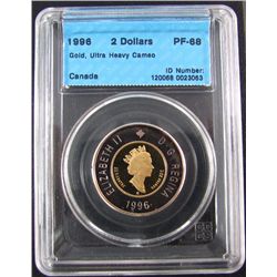 RCM Lot; 1996 2 Dollars Gold UHC, CCCS PF-68 in hard holder.