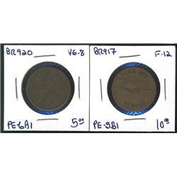 Token Lot; PE-5B1 in F-12 & PE-6A1 in VG-8. Lot of 2 tokens.