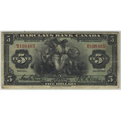 Barclays Bank 1935; 5 Dollars, PMG VF-25, Charlton CH-30-12-02, D108465.
