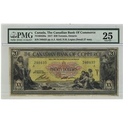 The Canadian Bank of Commerce; 1917 20 Dollars, PMG VF-25 Charlton 75-16-04-20a, 240435.