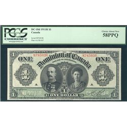 1911 Dominion of Canada; 1 Dollar, PCGS CH AU-58PPQ, Charlton DC-18d, 878593R.