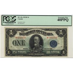 1923 Dominion of Canada; 1 Dollar DC-25c #H-152255 PCGS EF40PPQ.