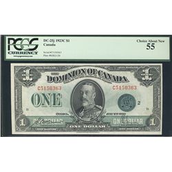 1923 Dominion of Canada; 1 Dollar DC-25j #C5150363 PCGS AU55.
