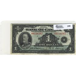 1935 Bank of Canada; 1 Dollar, VF, Charlton BC-1, A4116762.