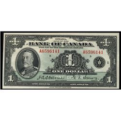 1935 Bank of Canada; 1 Dollar, UNC, Charlton BC-1, A6596141.