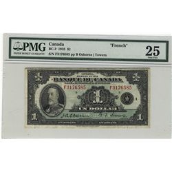 1935 Bank of Canada 1 Dollar BC-2 #F3176585 PMG VF25.