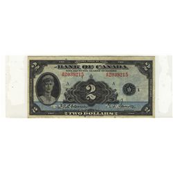 1935 Bank of Canada; 2 Dollars, VF, Charlton BC-3, A2039215.