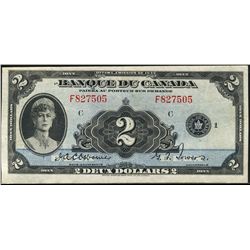 1935 Bank of Canada; 2 Dollars, VF+, Charlton BC-4, F827505.