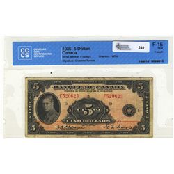 1935 Bank of Canada; 5 Dollars, Charlton BC-6, CCCS F-15, F520623.