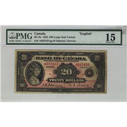 1935 Bank of Canada 20 Dollars BC-9a #A037433 PMG CH F15.