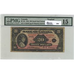 1935 Bank of Canada; 20 Dollars, Charlton BC-9b, PMG F-15, A123264.