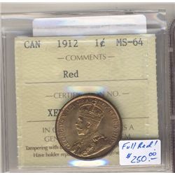1912 1 Cent ICCS MS64; Red.