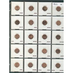 Large lot of 1 cent; 1999P, 2000, 2000W, 2001, 2001P, 2002, 2002P, 2003 Old Effigy, 2003 New Effigy,