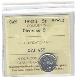 1883H 5 Cents ICCS VF-20 Obverse 5.