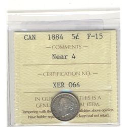 1884 5 Cents ICCS F-15; Near 4.