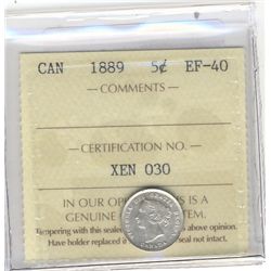 1889 5 Cents ICCS EF-40.