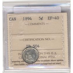 1894 5 Cents ICCS EF-40.