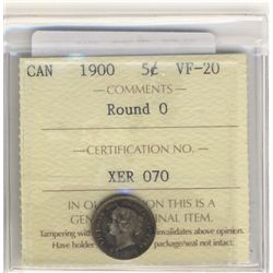 1900 5 Cents ICCS VF-20; Round 0.