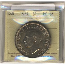 1937 1 Dollar ICCS MS64.