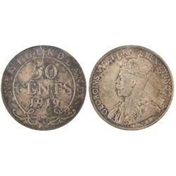 Newfoundland 1919C 50 Cents , PCGS MS-64. Very nice toning.
