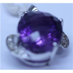 25.15 CTW AMETHYST AND DIAMOND PENDANT .925 STERLING SI