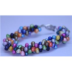 156.45 CTW MULTICOLOR PEARL 3- STRAND BRACELET