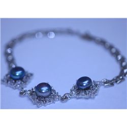BLACK PEARL AND CZ BRACELET