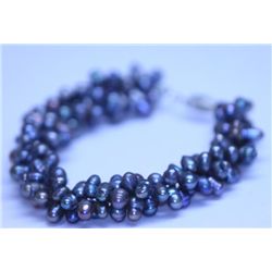 152.60 CTW BLACK PEARL 3-STRAND BRACELET