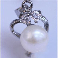 WHITE PEARL AND CZ PENDANT