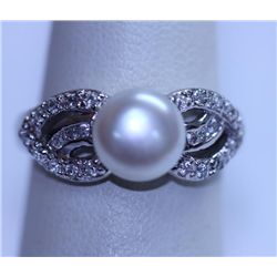 19.75 CTW PEARL/CZ ANTIQUE LOOKING JEWELRY .925 STERLIN