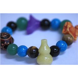 250CTW MIXED SEMI-PRECIOUS STONES LUCKY CHARM BRACELET