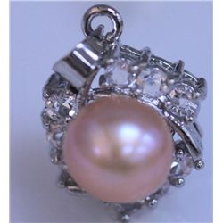 PEACH PEARL AND CZ PENDANT