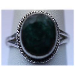 26.10 CTW EMERALD  RING .925 STERLING SILVER